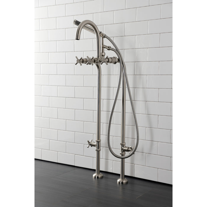 Kingston Sona CCK8108DX - Concord Freestanding Tub Faucet with Supply Line and Stop Valve, Brushed Nickel