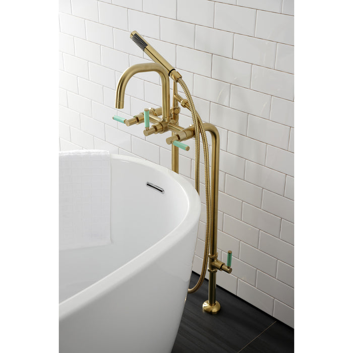 Kingston Sona CCK8407DKL - Concord Freestanding Tub Faucet with Supply Line and Stop Valve, Brushed Brass