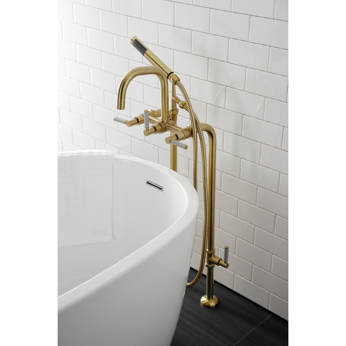 Kingston Sona CCK8407DKL - Concord Freestanding Tub Faucet with Supply Line and Stop Valve, Brushed Brass