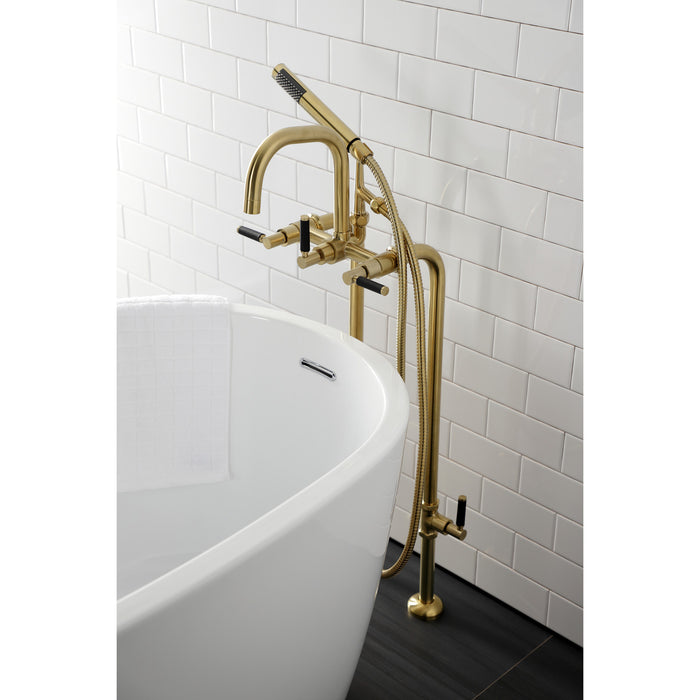 Kingston Sona CCK8407DKL - Concord Freestanding Tub Faucet with Supply Line and Stop Valve, Brushed Brass