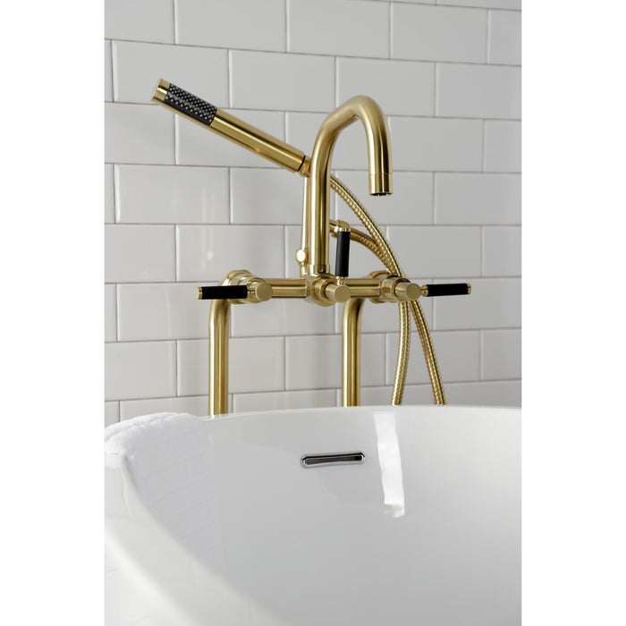 Kingston Sona CCK8407DKL - Concord Freestanding Tub Faucet with Supply Line and Stop Valve, Brushed Brass