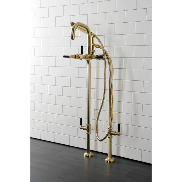 Kingston Sona CCK8407DKL - Concord Freestanding Tub Faucet with Supply Line and Stop Valve, Brushed Brass