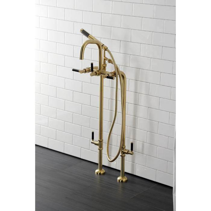 Kingston Sona CCK8407DKL - Concord Freestanding Tub Faucet with Supply Line and Stop Valve, Brushed Brass