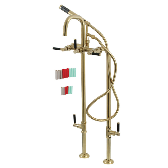 Kingston Sona CCK8407DKL - Concord Freestanding Tub Faucet with Supply Line and Stop Valve, Brushed Brass