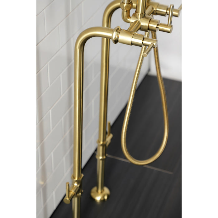 Kingston Sona CCK8407DL - Concord Freestanding Tub Faucet with Supply Line and Stop Valve, Brushed Brass