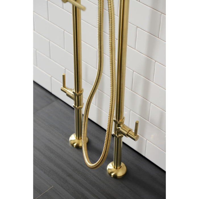 Kingston Sona CCK8407DL - Concord Freestanding Tub Faucet with Supply Line and Stop Valve, Brushed Brass