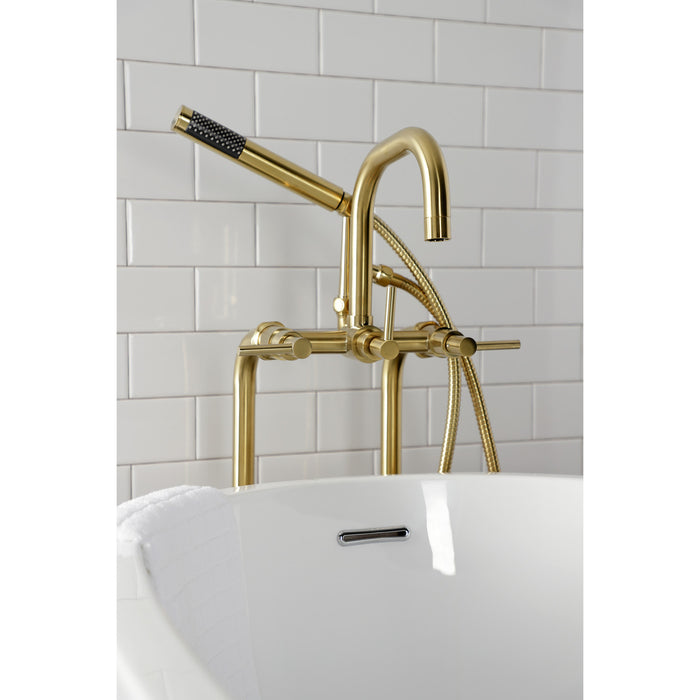 Kingston Sona CCK8407DL - Concord Freestanding Tub Faucet with Supply Line and Stop Valve, Brushed Brass