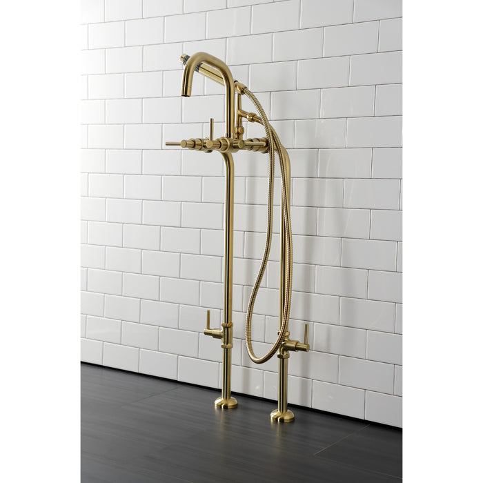 Kingston Sona CCK8407DL - Concord Freestanding Tub Faucet with Supply Line and Stop Valve, Brushed Brass