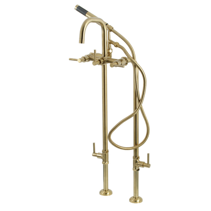 Kingston Sona CCK8407DL - Concord Freestanding Tub Faucet with Supply Line and Stop Valve, Brushed Brass