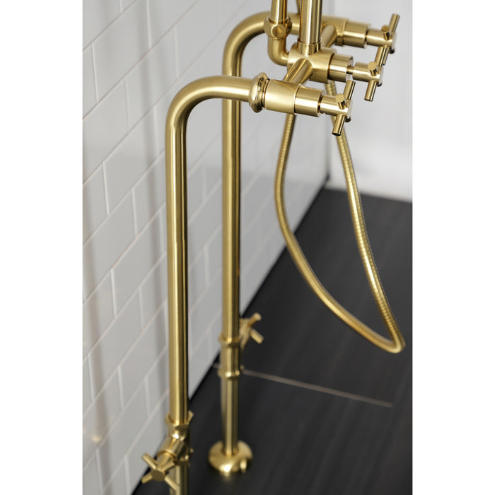 Kingston Sona CCK8407DX - Concord Freestanding Tub Faucet with Supply Line and Stop Valve, Brushed Brass