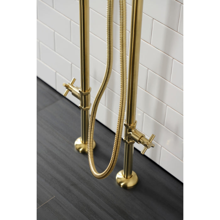 Kingston Sona CCK8407DX - Concord Freestanding Tub Faucet with Supply Line and Stop Valve, Brushed Brass