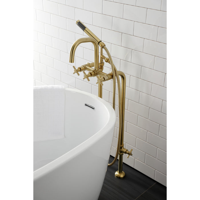 Kingston Sona CCK8407DX - Concord Freestanding Tub Faucet with Supply Line and Stop Valve, Brushed Brass