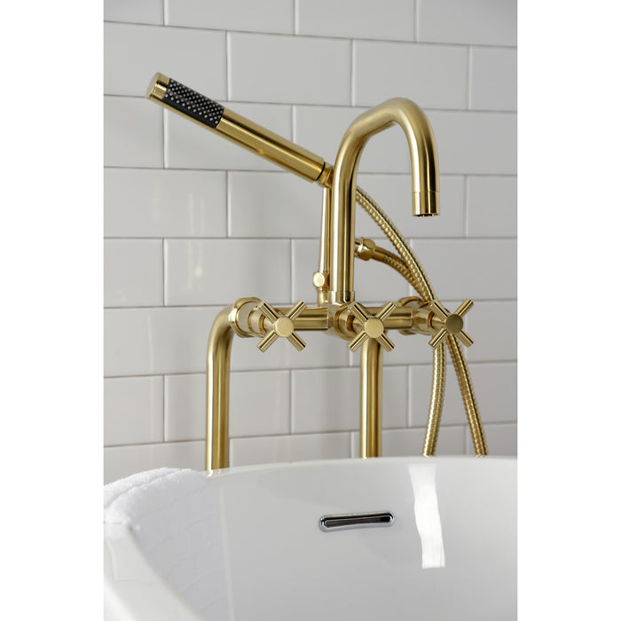 Kingston Sona CCK8407DX - Concord Freestanding Tub Faucet with Supply Line and Stop Valve, Brushed Brass