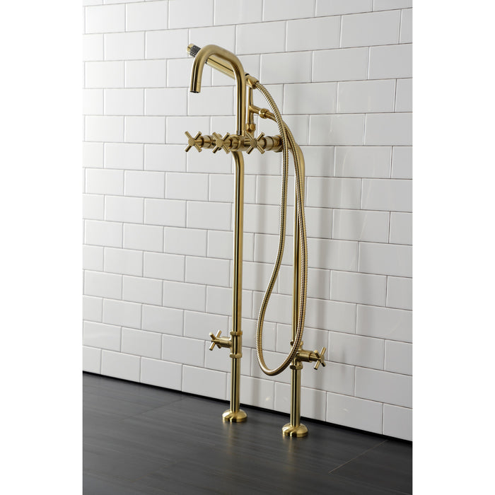 Kingston Sona CCK8407DX - Concord Freestanding Tub Faucet with Supply Line and Stop Valve, Brushed Brass