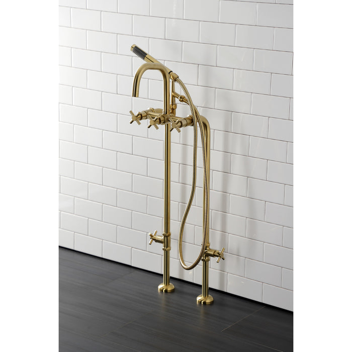 Kingston Sona CCK8407DX - Concord Freestanding Tub Faucet with Supply Line and Stop Valve, Brushed Brass
