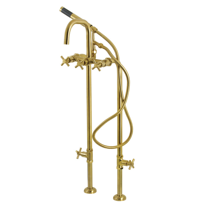 Kingston Sona CCK8407DX - Concord Freestanding Tub Faucet with Supply Line and Stop Valve, Brushed Brass