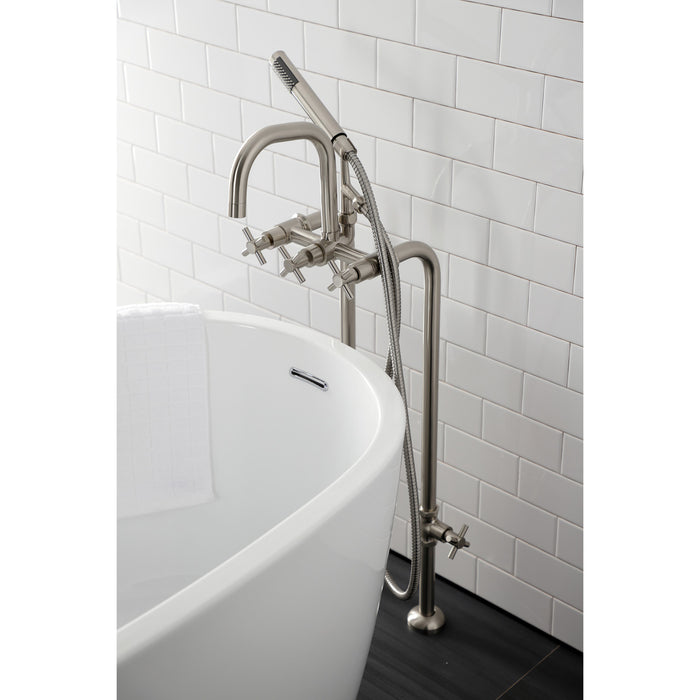 Kingston Sona CCK8408DX - Concord Freestanding Tub Faucet with Supply Line and Stop Valve, Brushed Nickel