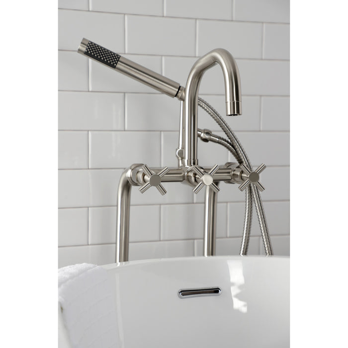 Kingston Sona CCK8408DX - Concord Freestanding Tub Faucet with Supply Line and Stop Valve, Brushed Nickel