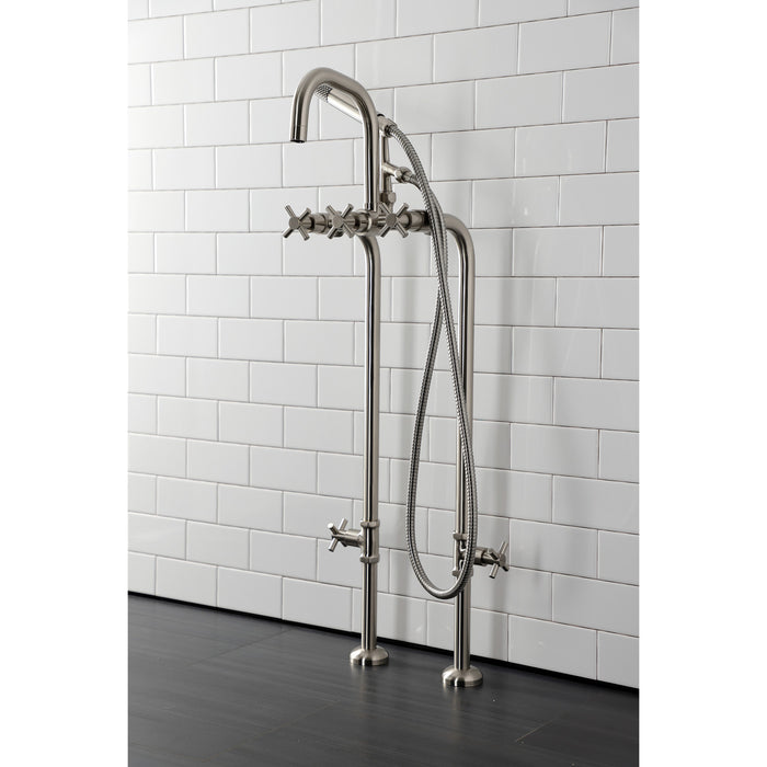 Kingston Sona CCK8408DX - Concord Freestanding Tub Faucet with Supply Line and Stop Valve, Brushed Nickel