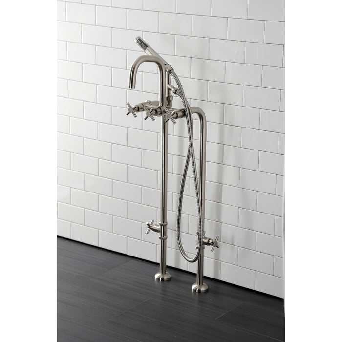 Kingston Sona CCK8408DX - Concord Freestanding Tub Faucet with Supply Line and Stop Valve, Brushed Nickel