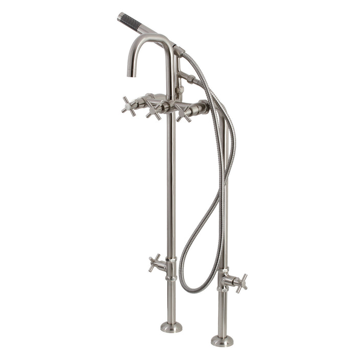 Kingston Sona CCK8408DX - Concord Freestanding Tub Faucet with Supply Line and Stop Valve, Brushed Nickel