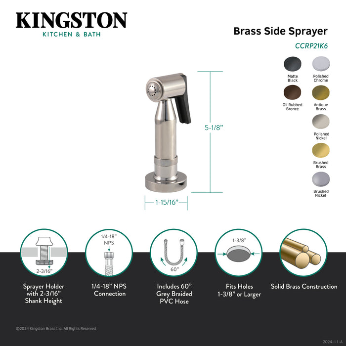 Kingston Concord CCRP21K6 Brass Kitchen Faucet Side Sprayer, Polished Nickel