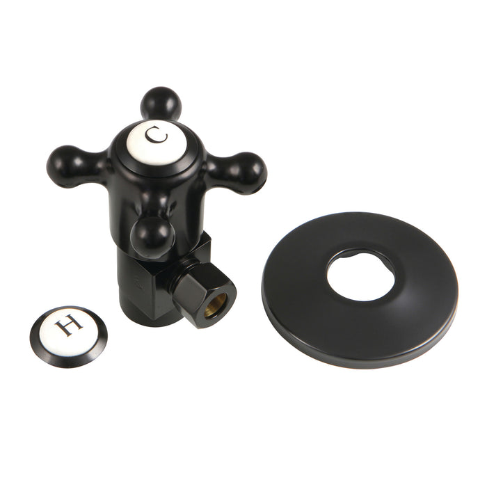 Kingston Heirloom CD43300BXK1/2-Inch FIP x 3/8-Inch O.D. Anti-Seize Deluxe Quarter-Turn Ceramic Hardisc Cartridge Angle Stop with Flange, Matte Black