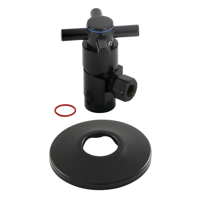 Kingston Sona CD43300DXK1/2-Inch FIP x 3/8-Inch O.D. Anti-Seize Deluxe Quarter-Turn Ceramic Hardisc Cartridge Angle Stop with Flange, Matte Black