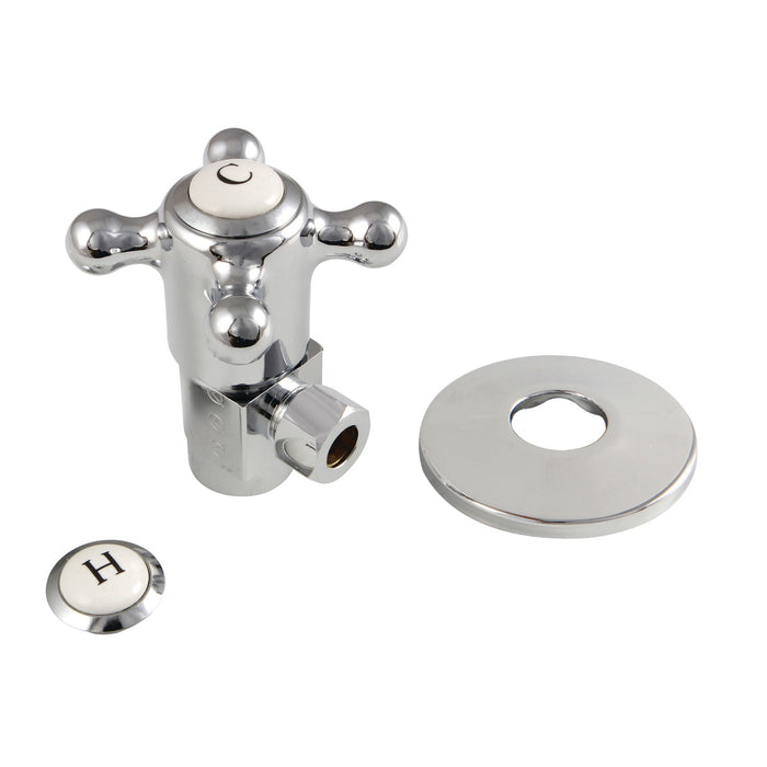 Kingston Heirloom CD43301BXK 1/2-Inch FIP x 3/8-Inch O.D. Anti-Seize Deluxe Quarter-Turn Ceramic Hardisc Cartridge Angle Stop with Flange, Polished Chrome