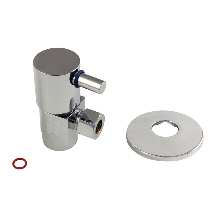 Kingston Sona CD43301DLK 1/2-Inch FIP x 3/8-Inch O.D. Anti-Seize Deluxe Quarter-Turn Ceramic Hardisc Cartridge Angle Stop with Flange, Polished Chrome