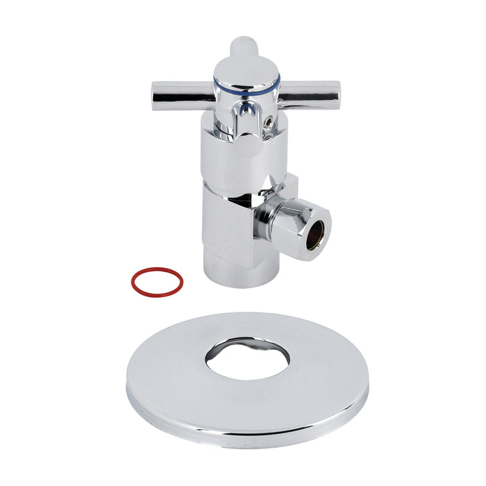 Kingston Sona CD43301DXK1/2-Inch FIP x 3/8-Inch O.D. Anti-Seize Deluxe Quarter-Turn Ceramic Hardisc Cartridge Angle Stop with Flange, Polished Chrome