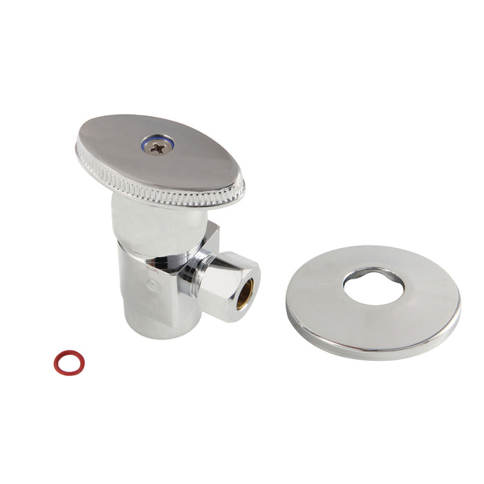 Kingston CD43301VAK 1/2-Inch FIP x 3/8-Inch O.D. Anti-Seize Deluxe Quarter-Turn Ceramic Hardisc Cartridge Angle Stop with Flange, Polished Chrome