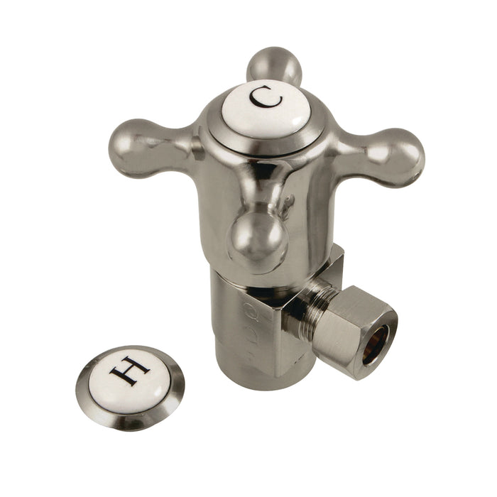 Kingston Heirloom CD43308BX - Heritage 1/2-Inch FIP x 3/8-Inch O.D. Anti-Seize Deluxe Quarter-Turn Ceramic Hardisc Cartridge Angle Stop, Brushed Nickel