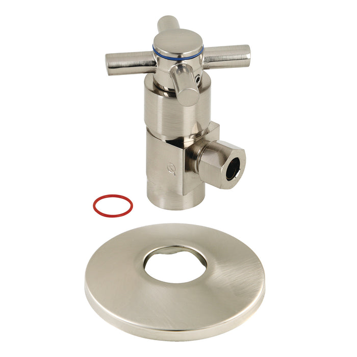 Kingston Sona CD43308DXK1/2-Inch FIP x 3/8-Inch O.D. Anti-Seize Deluxe Quarter-Turn Ceramic Hardisc Cartridge Angle Stop with Flange, Brushed Nickel