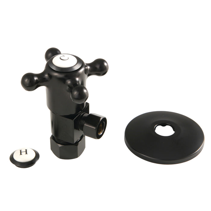 Kingston Heirloom CD53300BXK 5/8-Inch O.D. Comp x 3/8-Inch O.D. Comp Anti-Seize Deluxe Quarter-Turn Ceramic Hardisc Cartridge Angle Stop with Flange, Matte Black