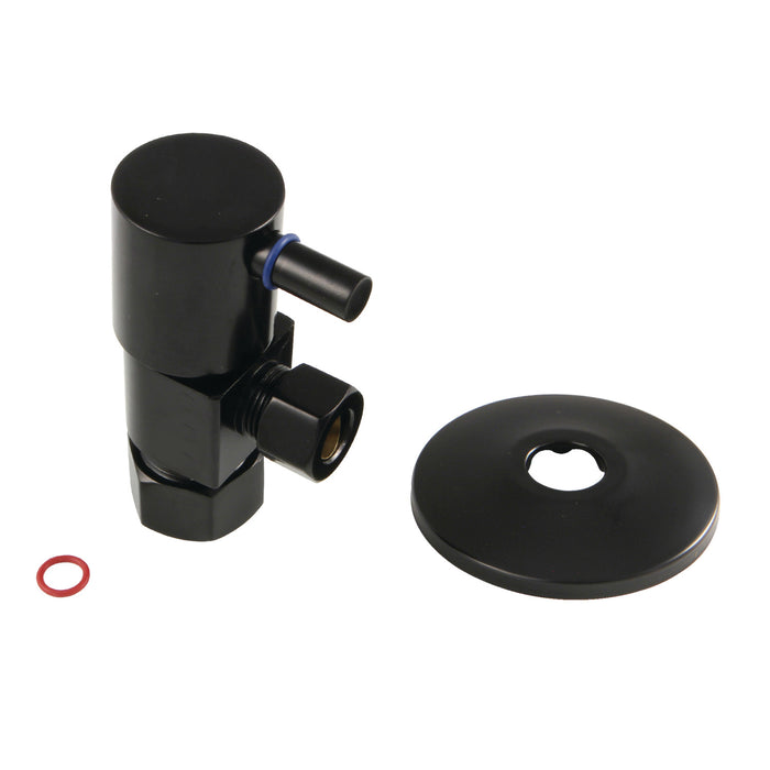Kingston Sona CD53300DLK 5/8-Inch O.D. Comp x 3/8-Inch O.D. Comp Anti-Seize Deluxe Quarter-Turn Ceramic Hardisc Cartridge Angle Stop with Flange, Matte Black