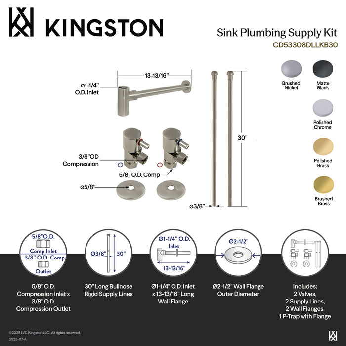 Kingston Sona CD53300DLLKB30 - Trimscape Modern Plumbing Sink Trim Kit with Bottle Trap, Matte Black