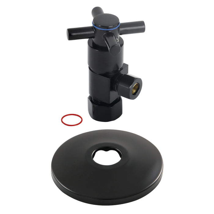 Kingston Sona CD53300DXK 5/8-Inch O.D. Comp x 3/8-Inch O.D. Comp Anti-Seize Deluxe Quarter-Turn Ceramic Hardisc Cartridge Angle Stop with Flange, Matte Black