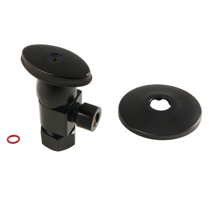 Kingston CD53300VAK 5/8-Inch O.D. Comp x 3/8-Inch O.D. Comp Anti-Seize Deluxe Quarter-Turn Ceramic Hardisc Cartridge Angle Stop with Flange, Matte Black