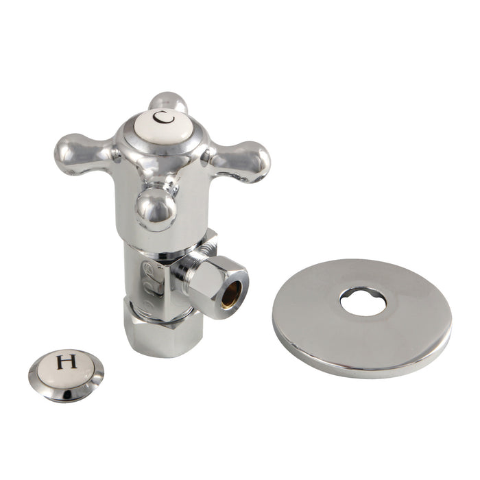 Kingston Heirloom CD53301BXK 5/8-Inch O.D. Comp x 3/8-Inch O.D. Comp Anti-Seize Deluxe Quarter-Turn Ceramic Hardisc Cartridge Angle Stop with Flange, Polished Chrome