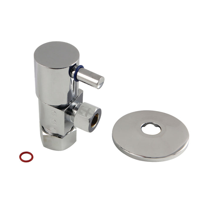Kingston Sona CD53301DLK 5/8-Inch O.D. Comp x 3/8-Inch O.D. Comp Anti-Seize Deluxe Quarter-Turn Ceramic Hardisc Cartridge Angle Stop with Flange, Polished Chrome