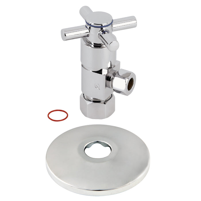 Kingston Sona CD53301DXK 5/8-Inch O.D. Comp x 3/8-Inch O.D. Comp Anti-Seize Deluxe Quarter-Turn Ceramic Hardisc Cartridge Angle Stop with Flange, Polished Chrome