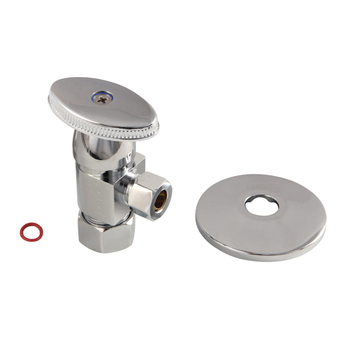 Kingston CD53301VAK 5/8-Inch O.D. Comp x 3/8-Inch O.D. Comp Anti-Seize Deluxe Quarter-Turn Ceramic Hardisc Cartridge Angle Stop with Flange, Polished Chrome