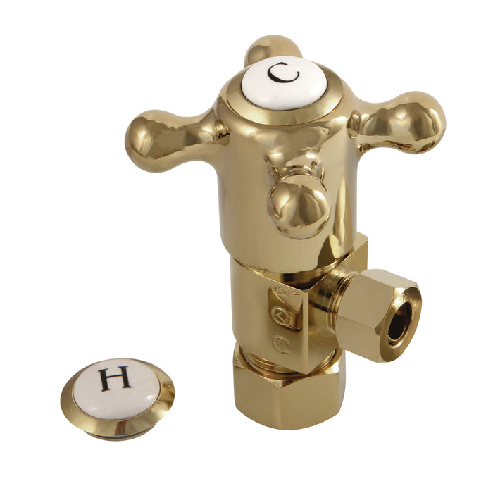 Kingston Heirloom CD53302BX - Heritage 5/8-Inch O.D. Comp x 3/8-Inch O.D. Comp Anti-Seize Deluxe Quarter-Turn Ceramic Hardisc Cartridge Angle Stop, Polished Brass
