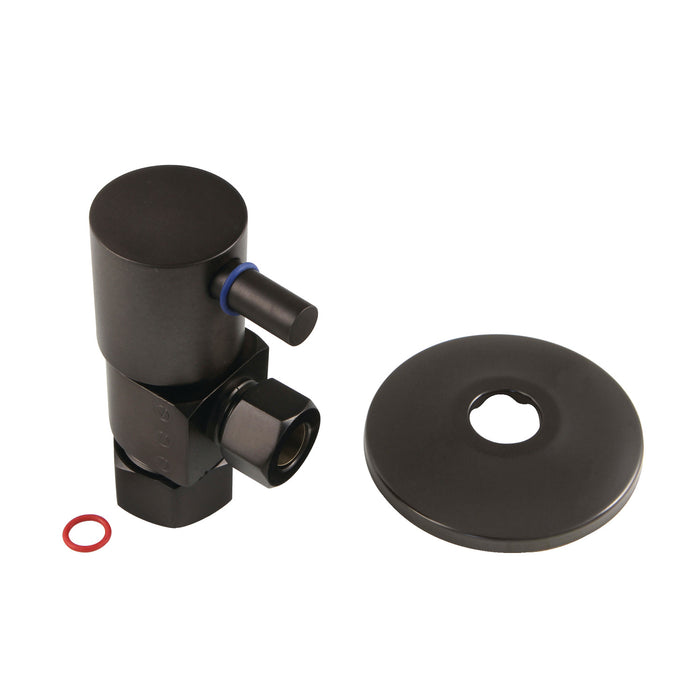 Kingston Sona CD53305DLK 5/8-Inch O.D. Comp x 3/8-Inch O.D. Comp Anti-Seize Deluxe Quarter-Turn Ceramic Hardisc Cartridge Angle Stop with Flange, Oil Rubbed Bronze