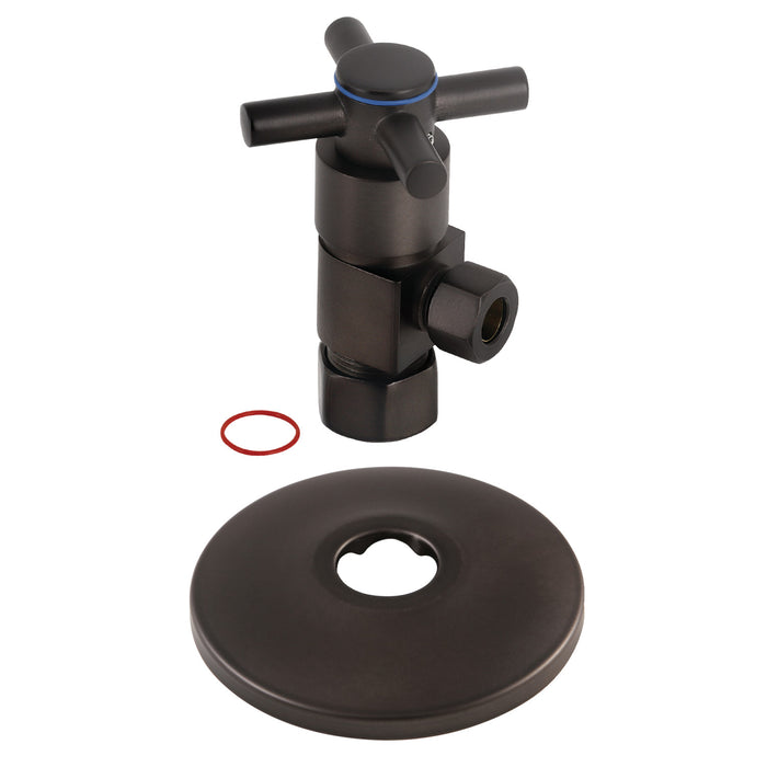 Kingston Sona CD53305DXK 5/8-Inch O.D. Comp x 3/8-Inch O.D. Comp Anti-Seize Deluxe Quarter-Turn Ceramic Hardisc Cartridge Angle Stop with Flange, Oil Rubbed Bronze