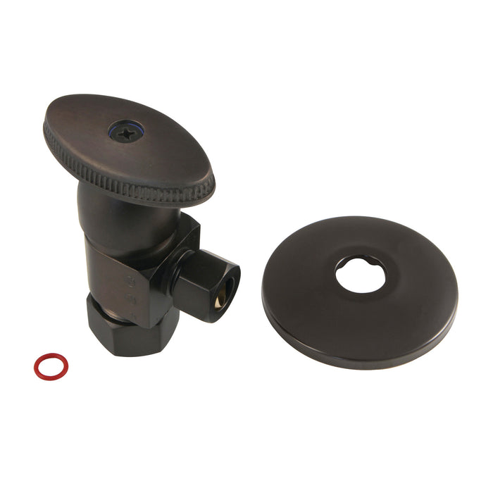 Kingston CD53305VAK 5/8-Inch O.D. Comp x 3/8-Inch O.D. Comp Anti-Seize Deluxe Quarter-Turn Ceramic Hardisc Cartridge Angle Stop with Flange, Oil Rubbed Bronze