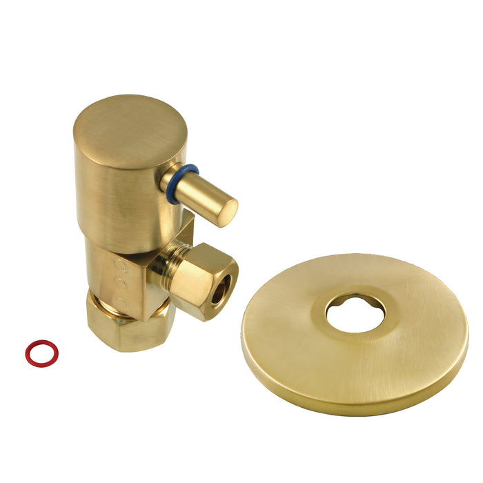 Kingston Sona CD53307DLK 5/8-Inch O.D. Comp x 3/8-Inch O.D. Comp Anti-Seize Deluxe Quarter-Turn Ceramic Hardisc Cartridge Angle Stop with Flange, Brushed Brass