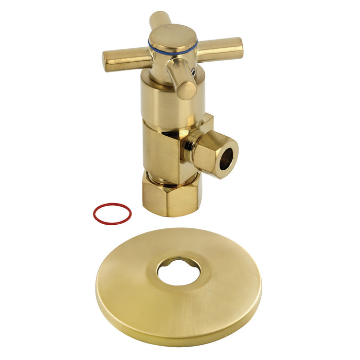 Kingston Sona CD53307DXK 5/8-Inch O.D. Comp x 3/8-Inch O.D. Comp Anti-Seize Deluxe Quarter-Turn Ceramic Hardisc Cartridge Angle Stop with Flange, Brushed Brass