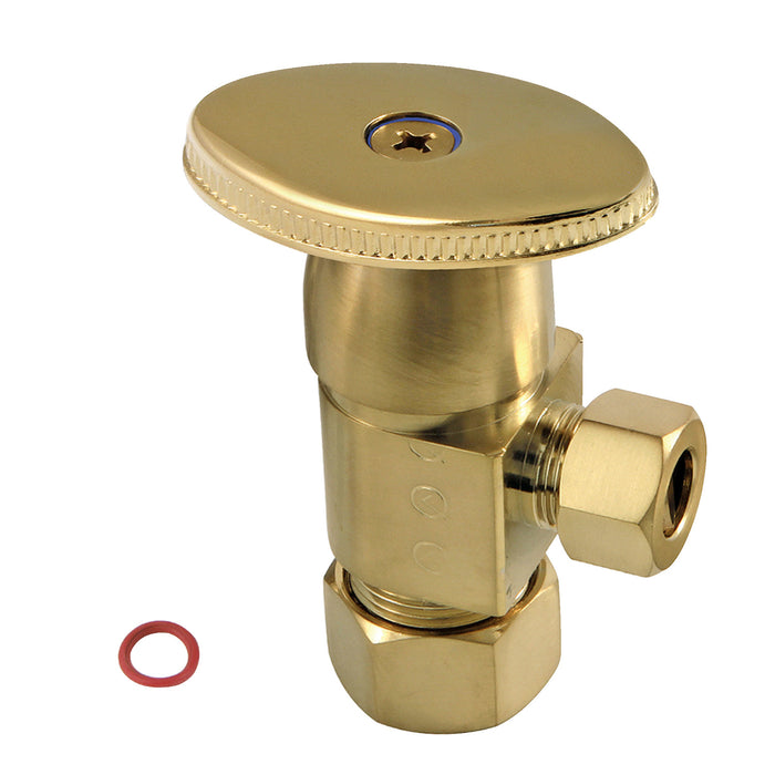 Kingston Americana CD53307VA 5/8-Inch O.D. Comp x 3/8-Inch O.D. Comp Anti-Seize Deluxe Quarter-Turn Ceramic Hardisc Cartridge Angle Stop, Brushed Brass